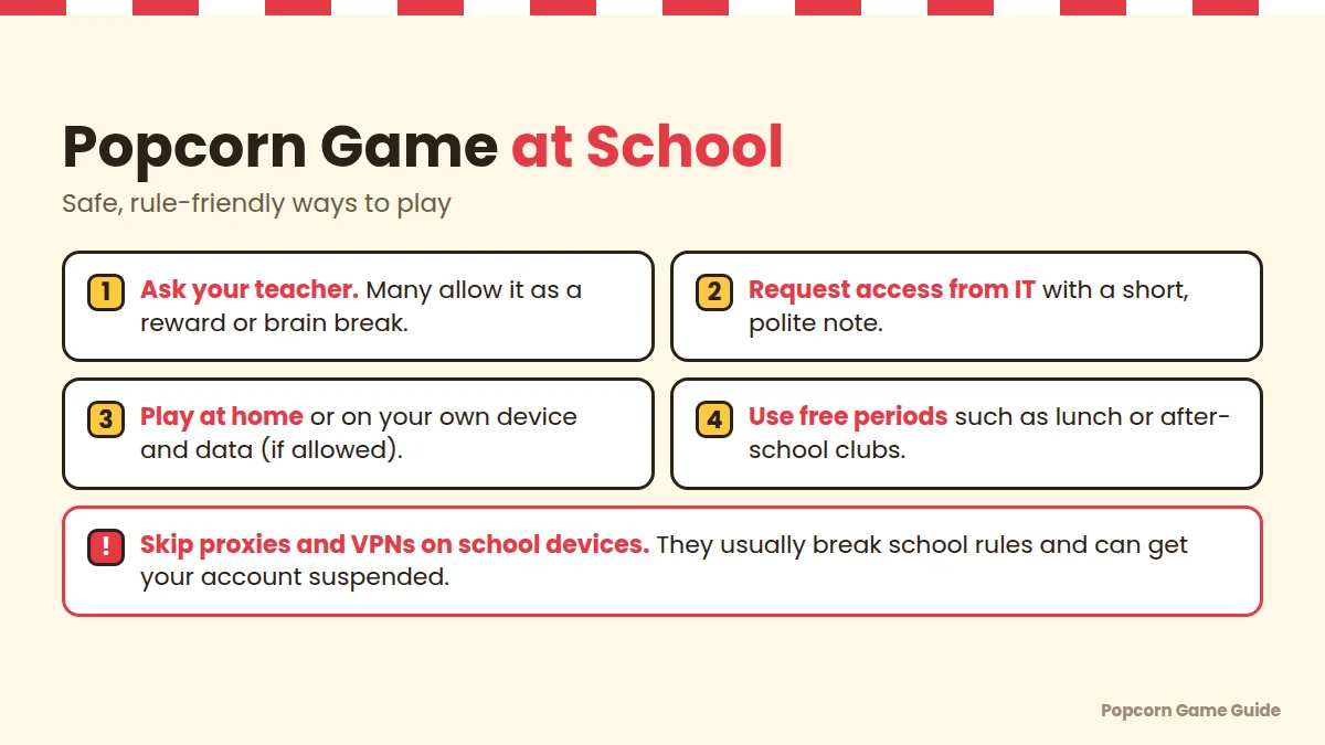 Rule-friendly ways to play the Popcorn game at school Safe, rule-friendly ways to play the Google Popcorn game at school